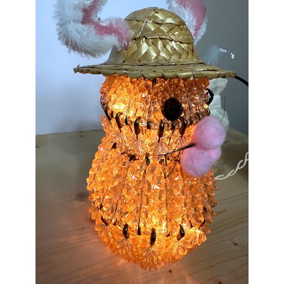 Vintage Bunny Rabbit Beaded Lamp Safety Pin Granny Kitsch Easter Nostalgia Glow - Picture 9 of 10